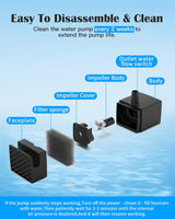 Replacement Dog Water Fountain Pump for lesotc Stainless Steel Pet Fountains, Quiet Cat Water Bowl Dispenser Pump with LED Low Water Shut Off