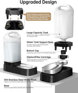 2.4 Gallon Gravity Pet Water Dispenser with 304 Stainless Steel Bowl