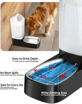 2.4 Gallon Gravity Pet Water Dispenser with 304 Stainless Steel Bowl