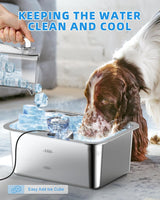 11L/3Galon Stainless Steel Large Pet Water Fountain with 4 Filters