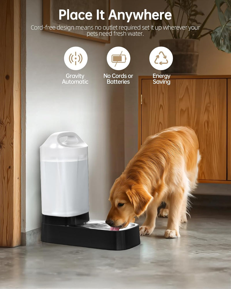 2.4 Gallon Gravity Pet Water Dispenser with 304 Stainless Steel Bowl –  LESOTC