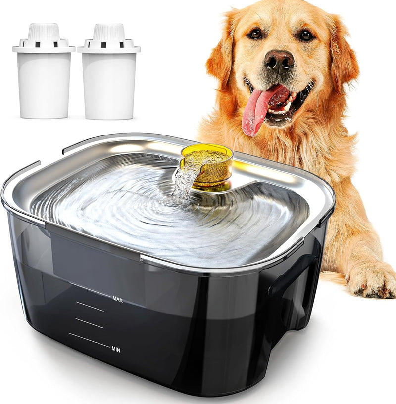 2.6 Gallon Stainless Steel Dog Water Fountain for Large Dogs & Multi Pets