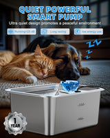11L/3Galon Stainless Steel Large Pet Water Fountain with 4 Filters