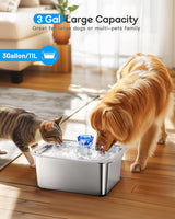 3 Gallon Extra Large Stainless Steel Dog Water Fountain