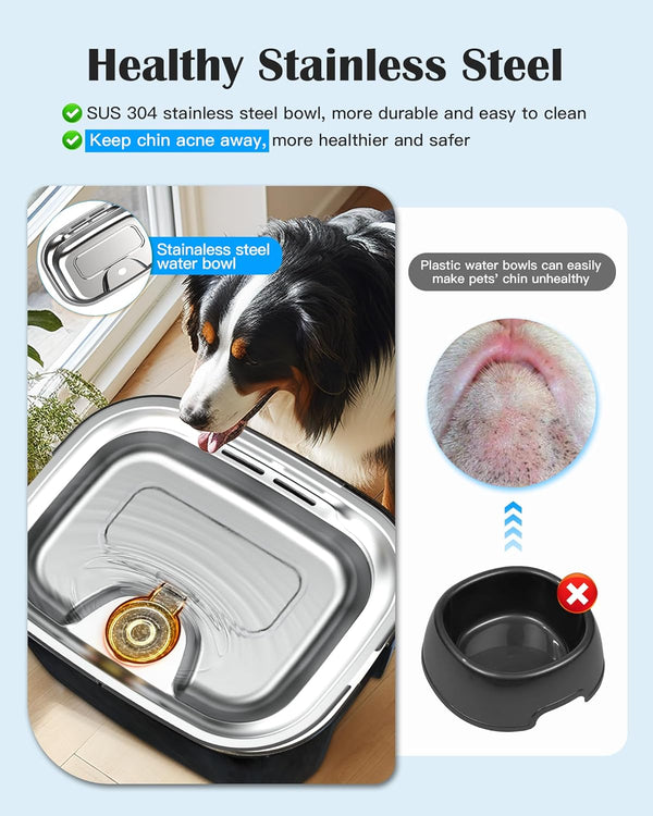 2.6 Gallon Stainless Steel Dog Water Fountain for Large Dogs & Multi Pets