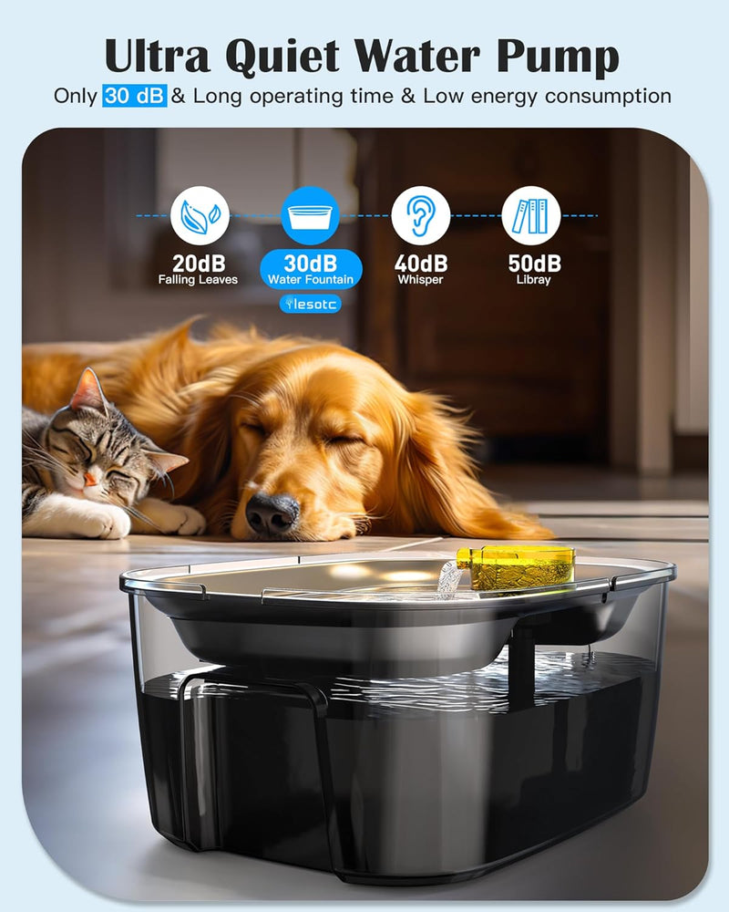 2.6 Gallon Stainless Steel Dog Water Fountain for Large Dogs & Multi Pets