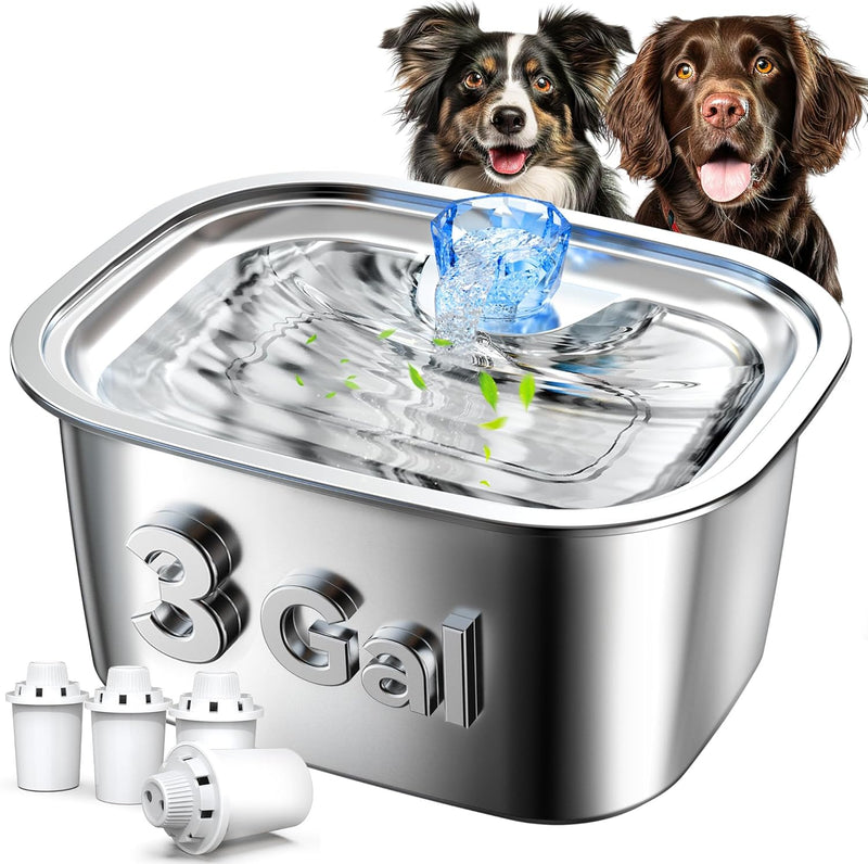 3Gallon Stainless Steel Dog Water Fountain for Large Dogs