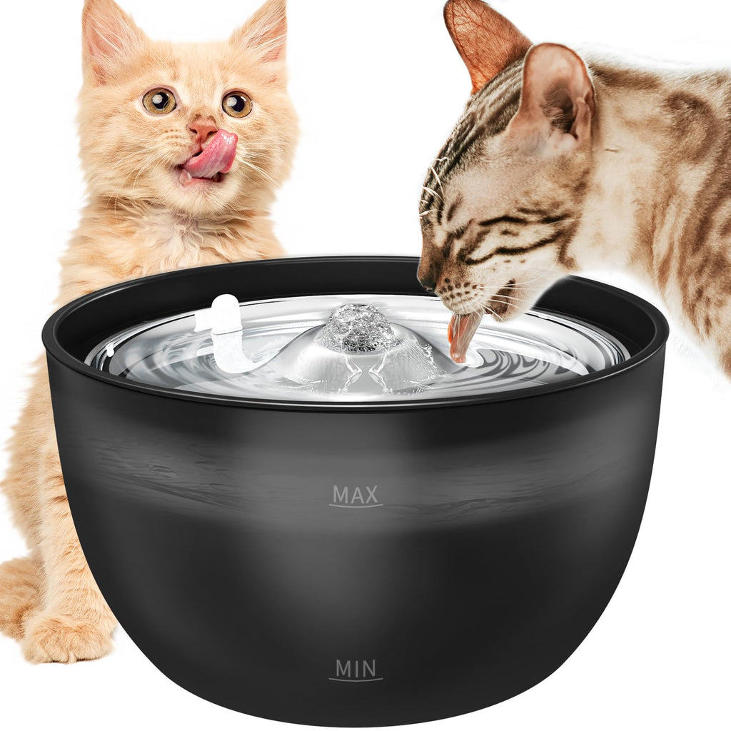 102oz/3L Cat Water Fountain Stainless Steel Tray Automatic Water