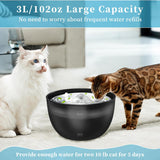 102oz/3L Cat Water Fountain Stainless Steel Tray Automatic Water Bowl Dispenser for Pets