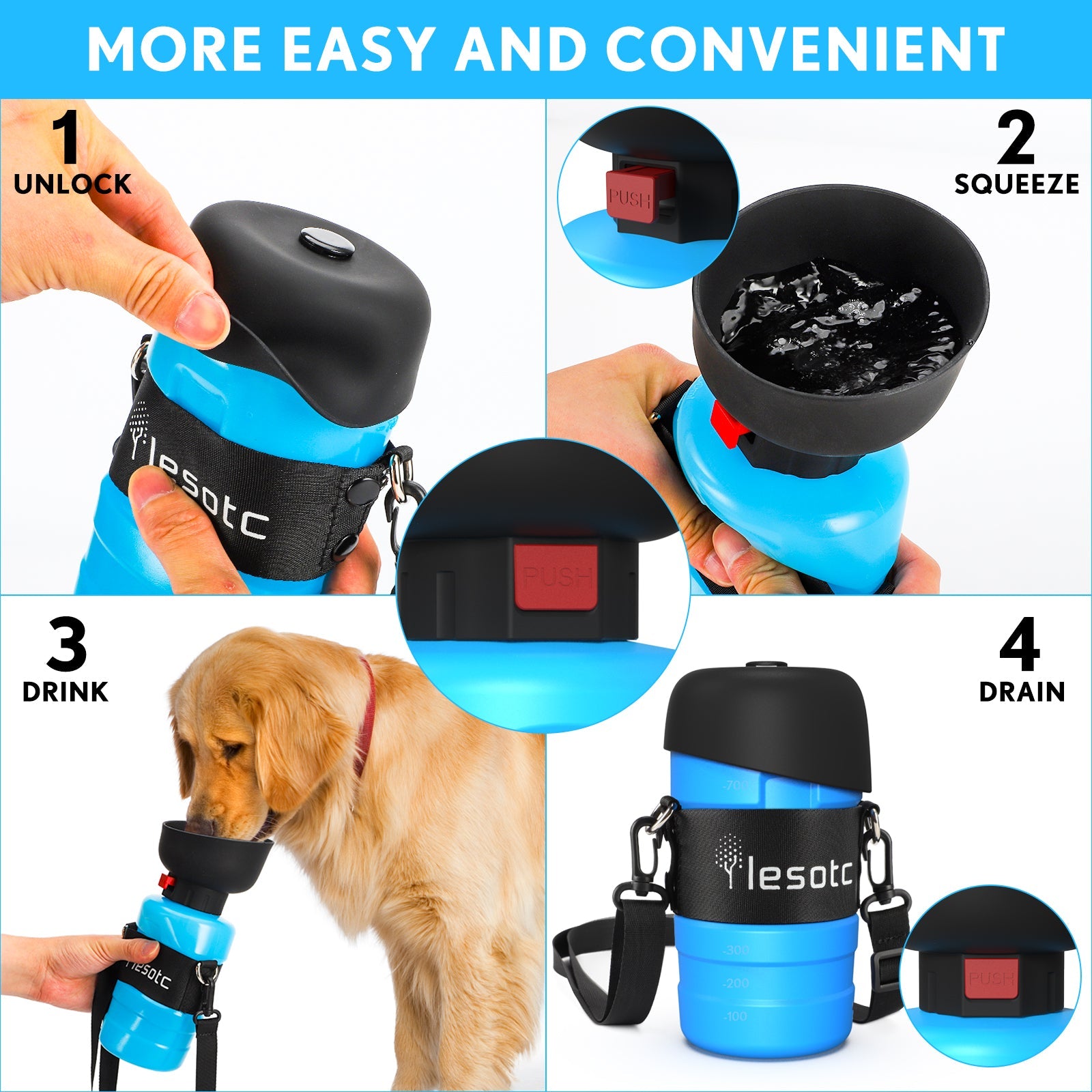 Portable Dog Water Bottle Holder 28 OZ3rd Gen LESOTC